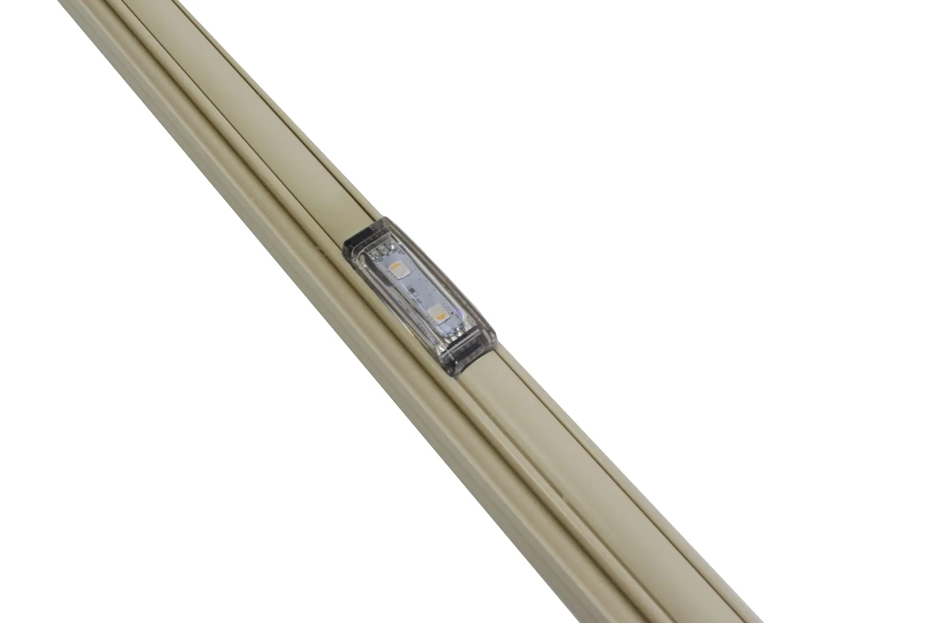 Minleon P50H two-LED light protruding through sand-colored track covers
